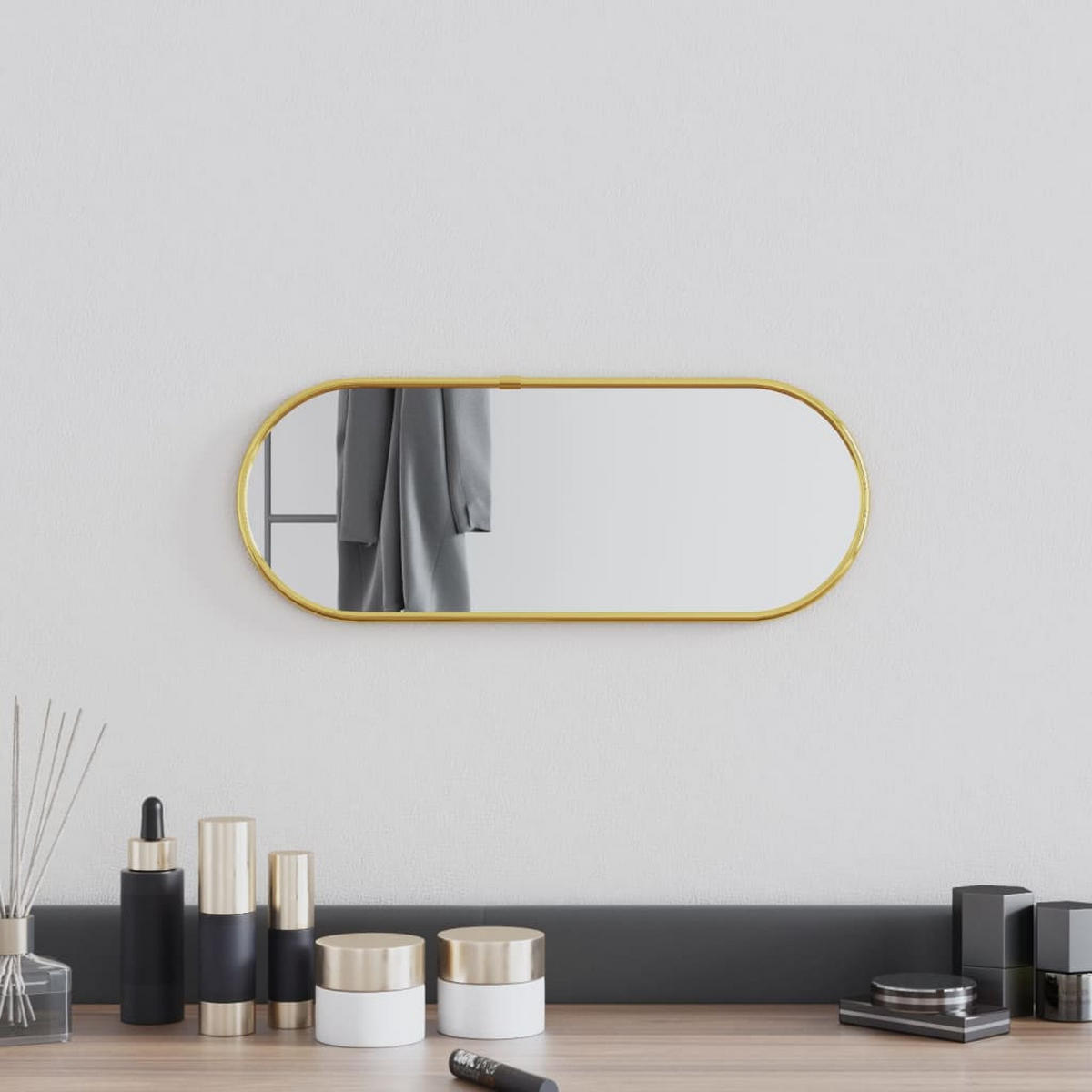 WANDSPIEGEL Golden 40x15 cm Oval - Goldfarben, Glas (15/40/1cm) - furnicato