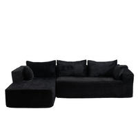 ECKSOFA 279/179/83 cm Schwarz Cord mit Chaiselongue - Schwarz, Textil (179/83/279cm) - Oxeza