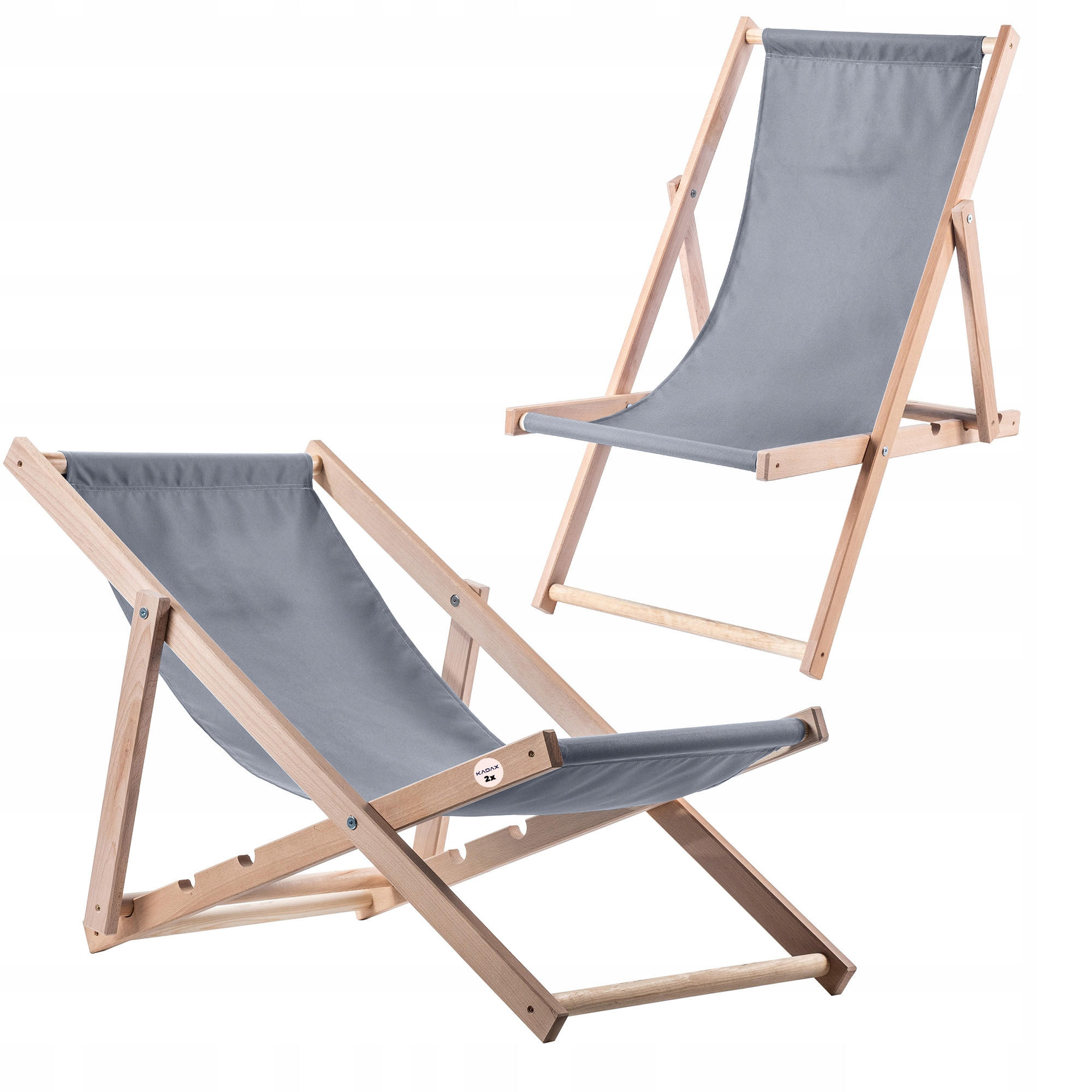 HOLZLIEGESTUHL Grau 2 Stk. - Grau, Holz (53/80cm) - KADAX