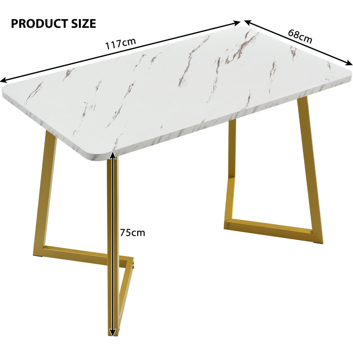 ESSTISCH Golden 117/68/75CM - Goldfarben, Holzwerkstoff/Metall (117/68/75cm) - Urban Meuble