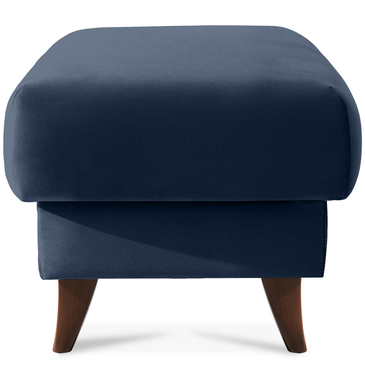 HOCKER GUSTAVO Fußstütze, Velours, Dunkelblau - Dunkelblau, Holz/Holzwerkstoff (53/49/53cm) - KONSIMO®