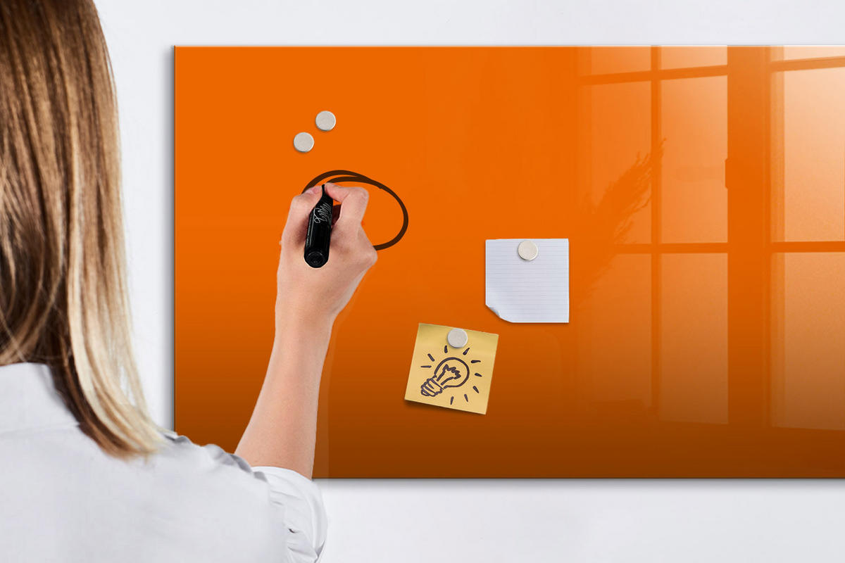 MAGNETTAFEL 120x60 Orange schwarzer Marker - Orange, Glas (120/0.4/60cm) - TULUP