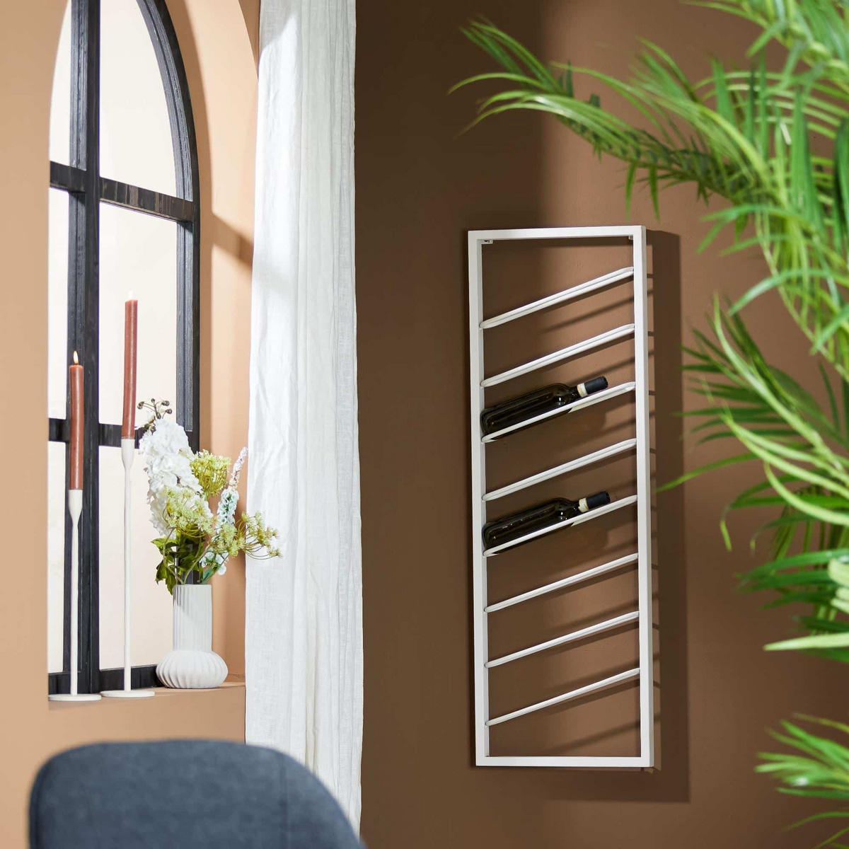 WEINREGAL Amore Weiß 40/7/120 cm - Weiß, Metall (7/120/40cm) - Light & Living