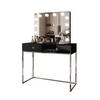 SCHMINKTISCH BLANCO GLAMOUR ELITE mit Spiegel und Beleuchtung Schwarz Hochglanz Kristallgriff - Schwarz Hochglanz/Silberfarben, Holzwerkstoff (100/146/42cm) - Lookway