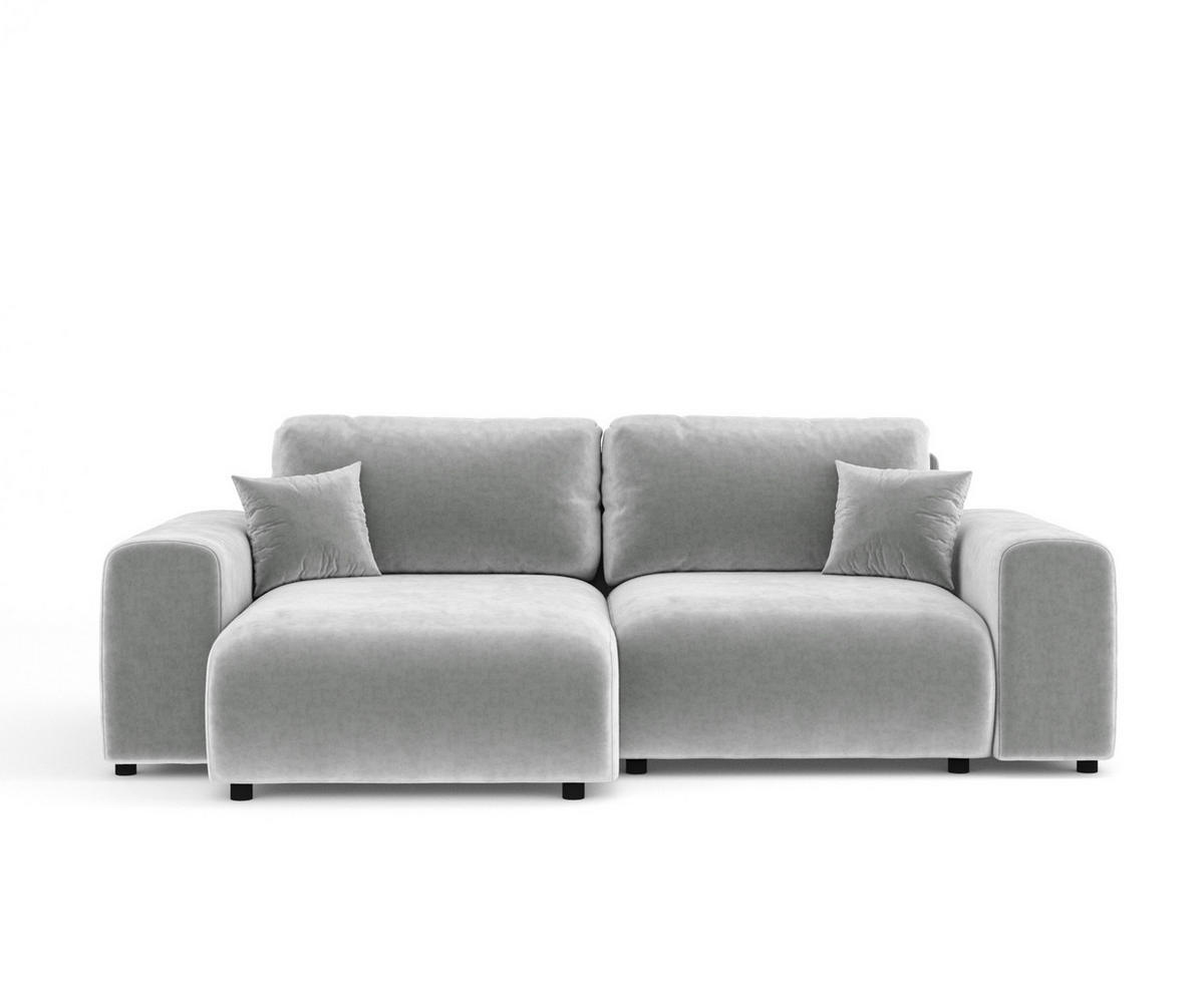 ECKSOFA Zanzibar Hellgrau Samtstoff - Hellgrau/Schwarz, Holz/Holzwerkstoff (237/144cm) - Maison de Reve
