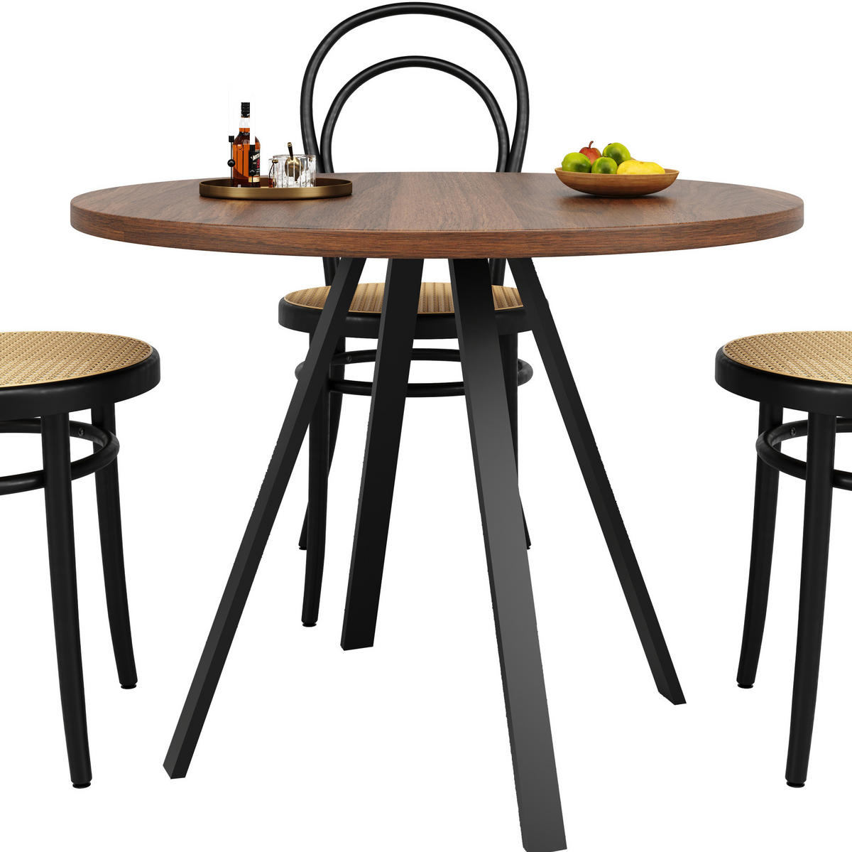 ESSTISCH 80/80/75 cm in Walnussfarben mit runder MDF-Tischplatte - Walnussfarben, Holzwerkstoff (80/80/75cm) - Flora Grace