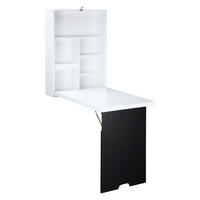 SCHREIBTISCH Weiß wandmontiert klappbar mit Regal und Kreidetafel 60/94/147 cm - Weiß, Holz (94/60/147cm) - PANGIVO