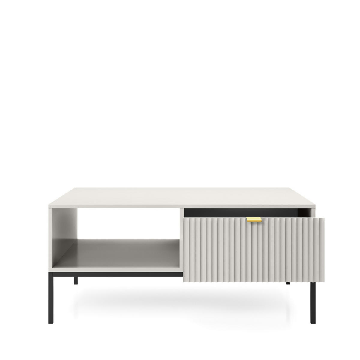 COUCHTISCH NANAIMO STO1-2S Profilierte Fronten, Grau - Grau, Holzwerkstoff/Kunststoff (68/104/48cm) - Komodee