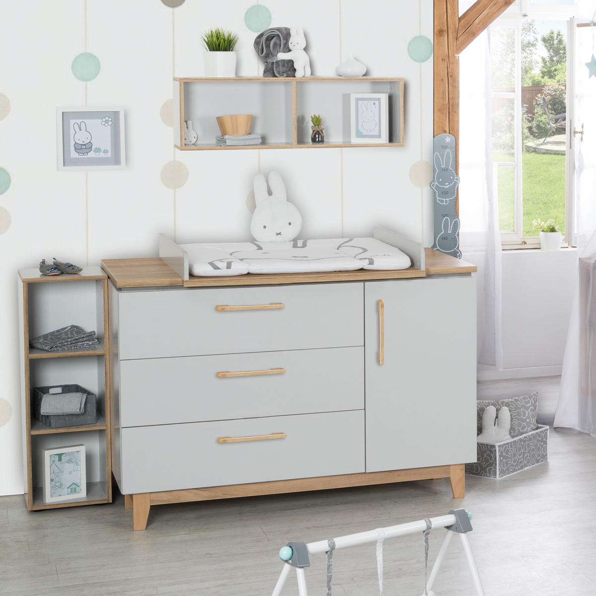 WICKELKOMMODE Caro - Grau, Holzwerkstoff (134.5/104/78cm) - Roba