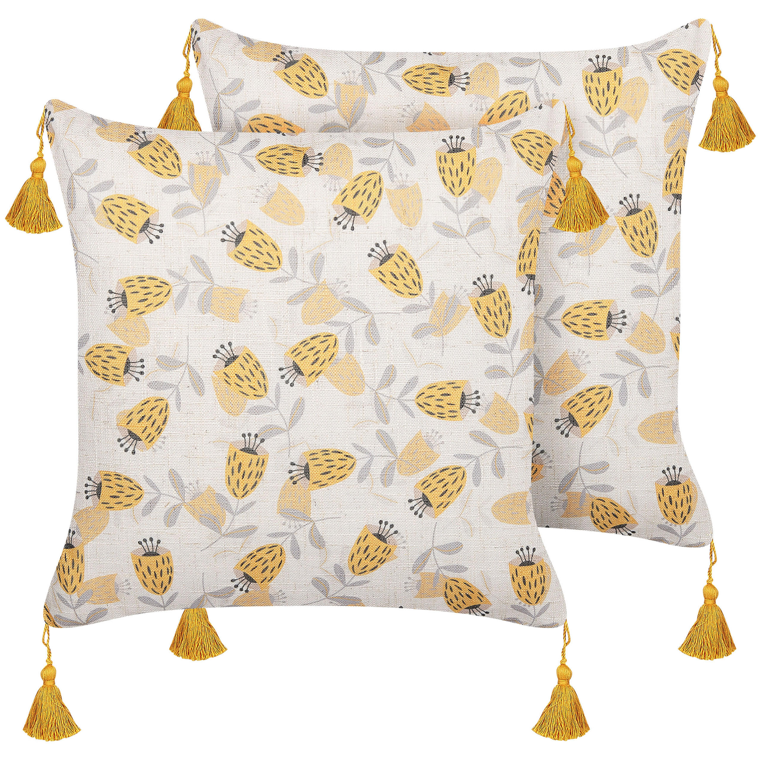 DEKOKISSEN 2er-Set Hellbeige 45/45 cm Abutilon - Beige, Textil (45/45cm) - Beliani