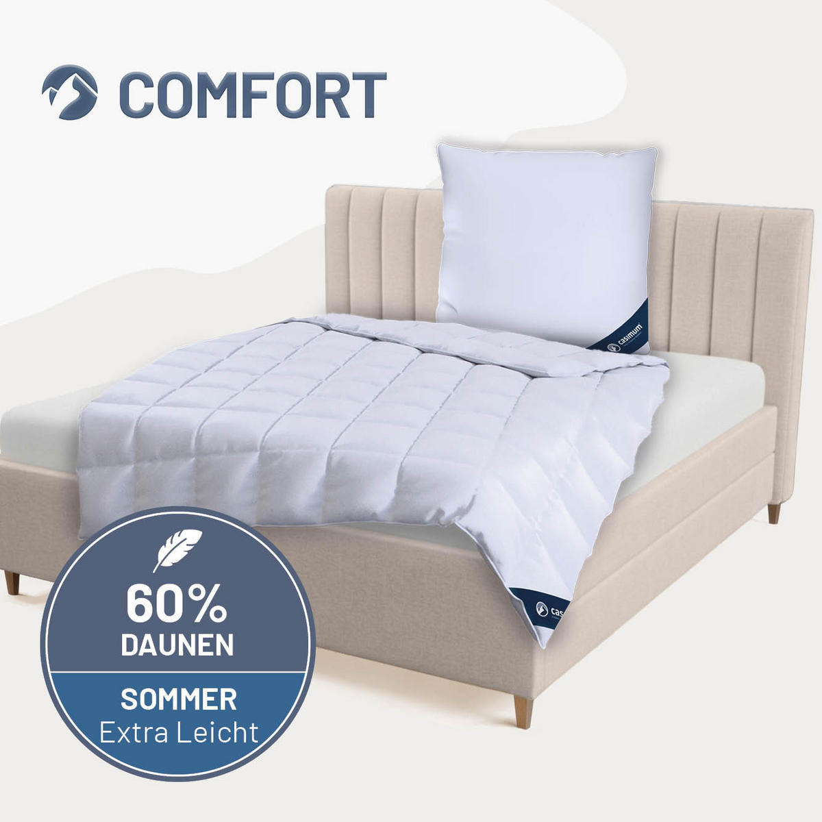 DAUNENDECKE 200x220 Extra Leicht, COMFORT Sommerdecke 60% Daune - Weiß, Textil (200/220cm) - casimum