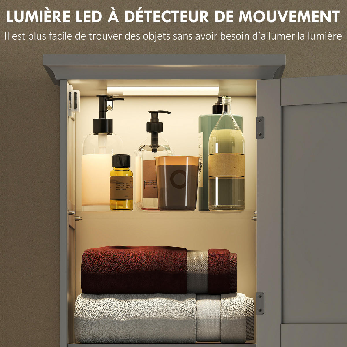 HOCHSCHRANK DE-12517 40/30/170 cm mit LED-Beleuchtung Weiß - Weiß, Holzwerkstoff (30/170/40cm) - ComfortXL