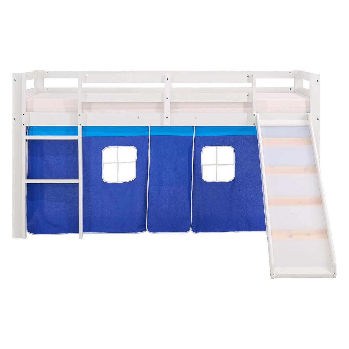 HOCHBETT 90/200 cm Lattenrost BLAU mit Rutsche - Blau/Weiß, Holz - Homestyle4u