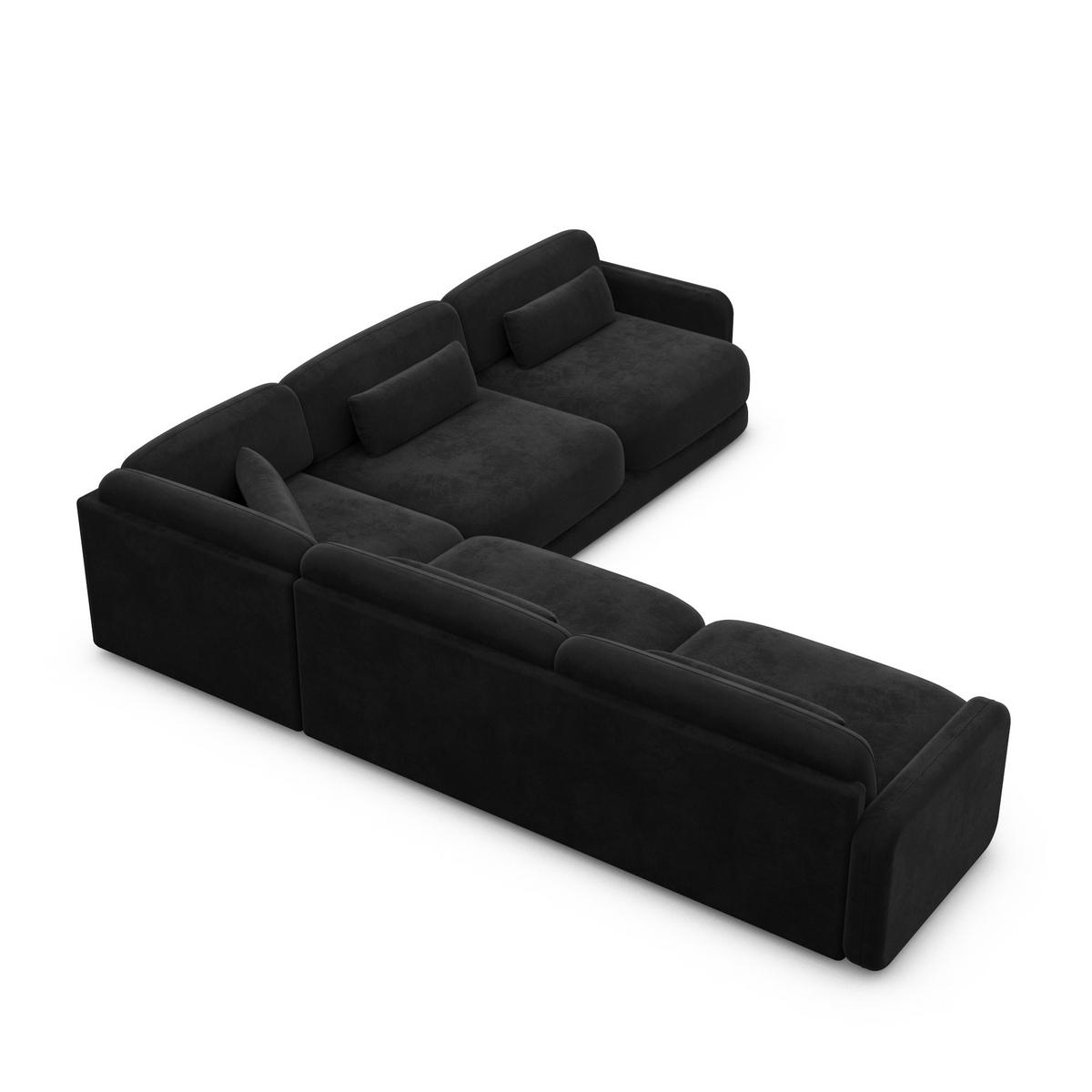 ECKSOFA Valencia L Form Samtstoff Schwarz - Schwarz, Textil (229/229cm) - Sofa Dreams