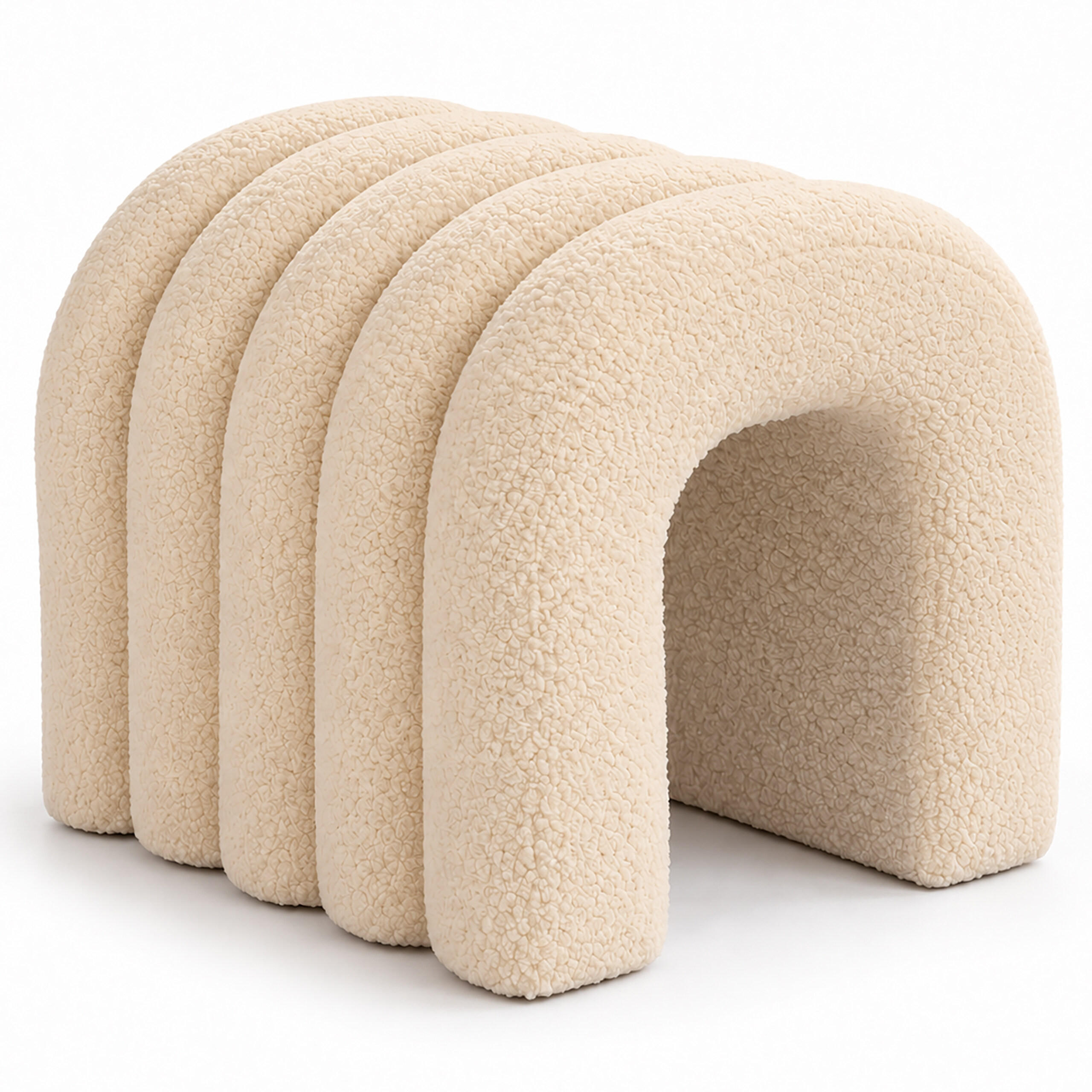 TABURET Bej țesătură teddy - bej, material textil/compozit lemnos (35/36/36cm) - Relaxdays