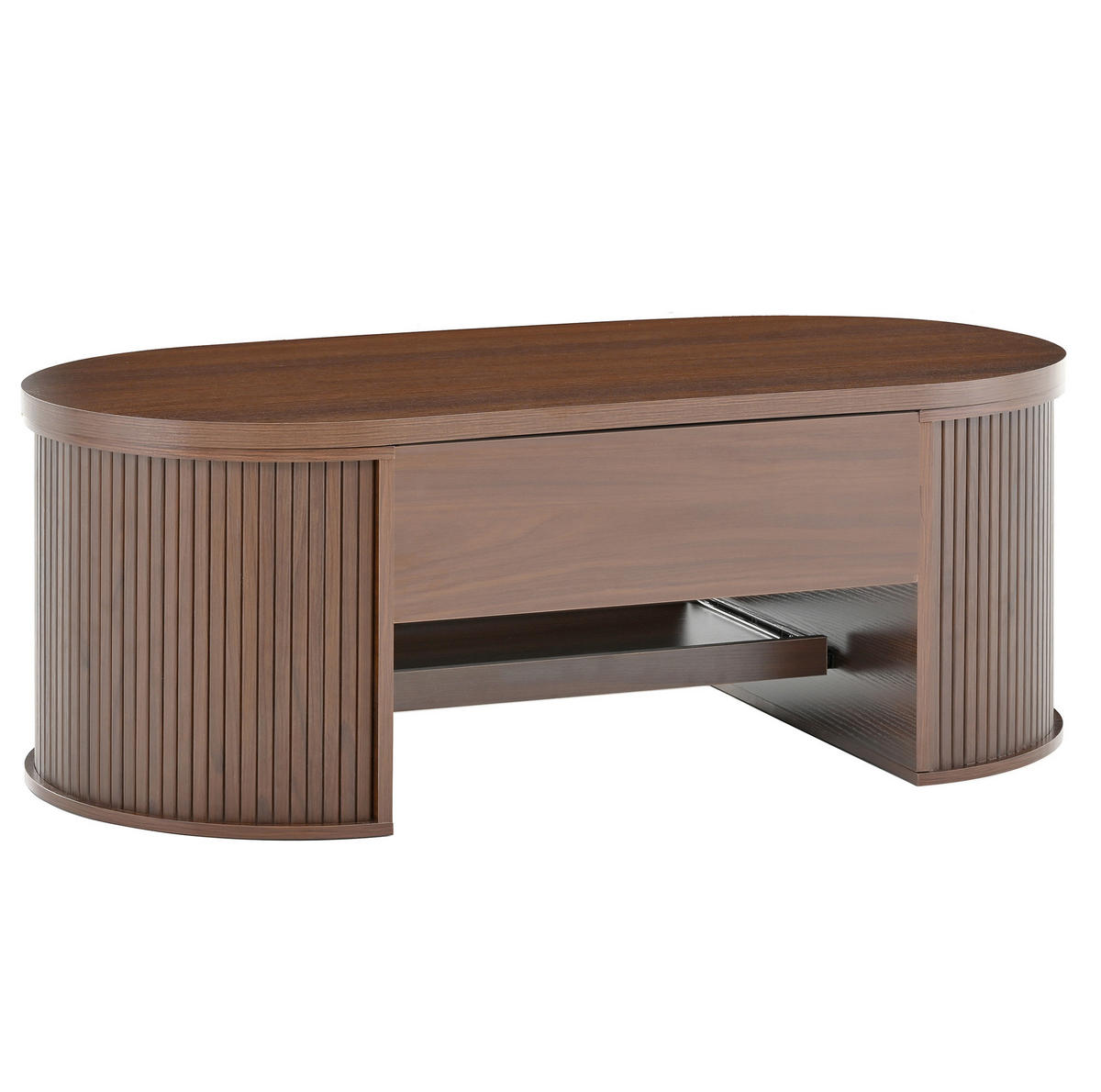 COUCHTISCH 110/55,5/40 cm höhenverstellbar mit klappbarer Tischplatte und ausziehbarer Ablage, Natur-Walnuss - Dunkelbraun, Holzwerkstoff (110/55.5/40cm) - Redom