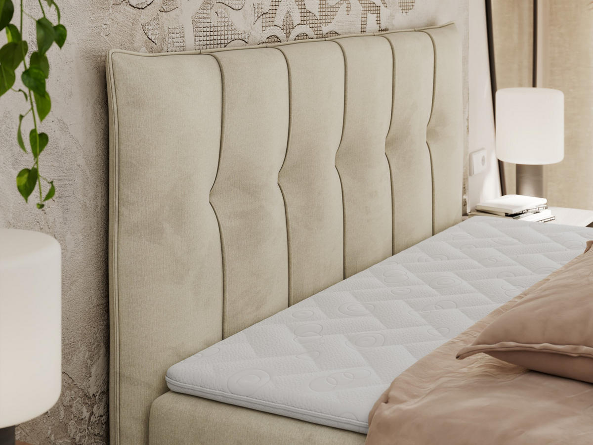 BOXBETT PREMIUM 10 180/200 Beige Velvet - H3 - Beige, Holz/Textil (180/200cm) - MKS