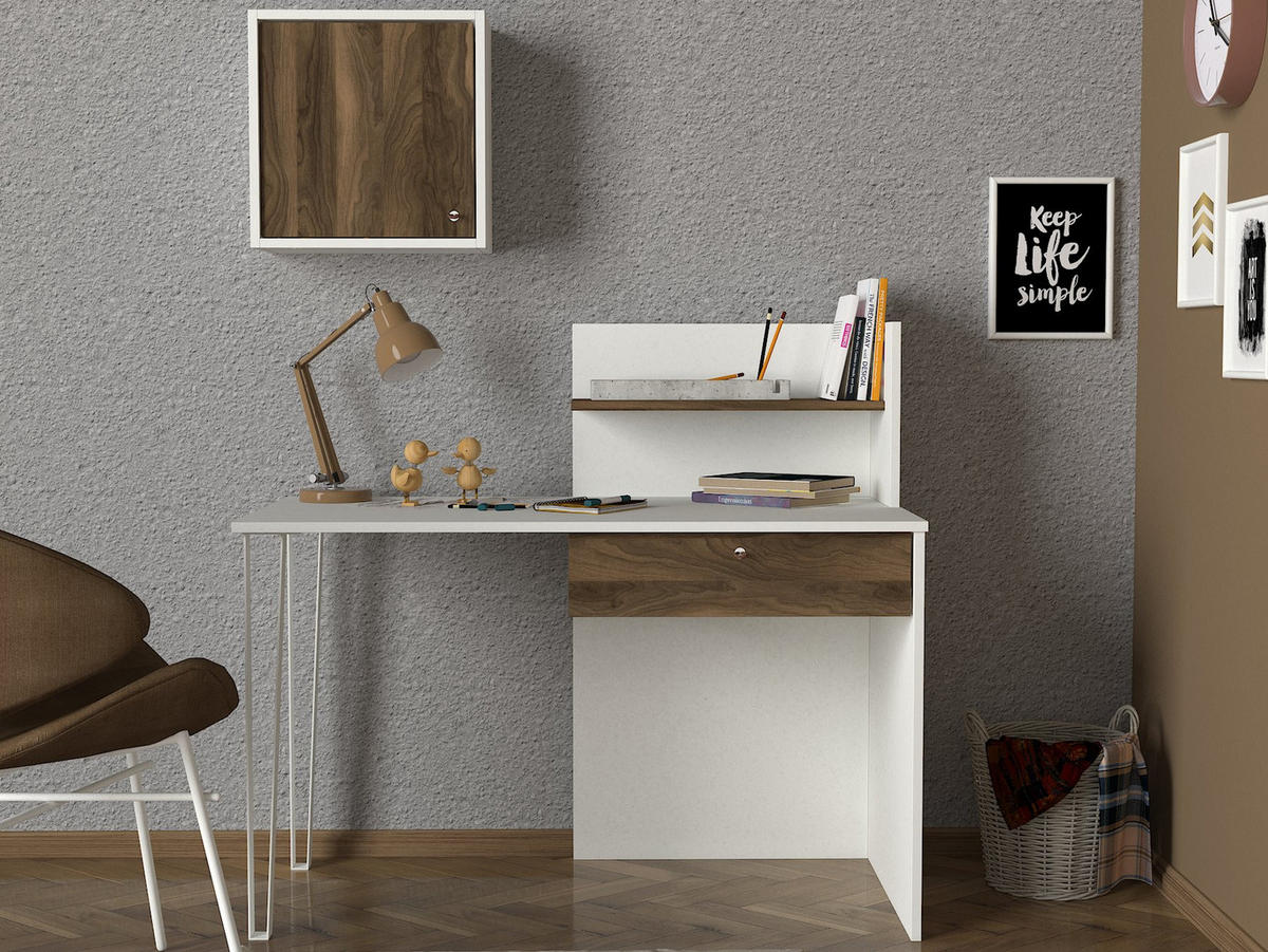 SCHREIBTISCH Punto mit Metallfüße Weiß Walnuss - Walnussfarben/Braun, Holzwerkstoff/Metall (60/120/109cm) - moebel17