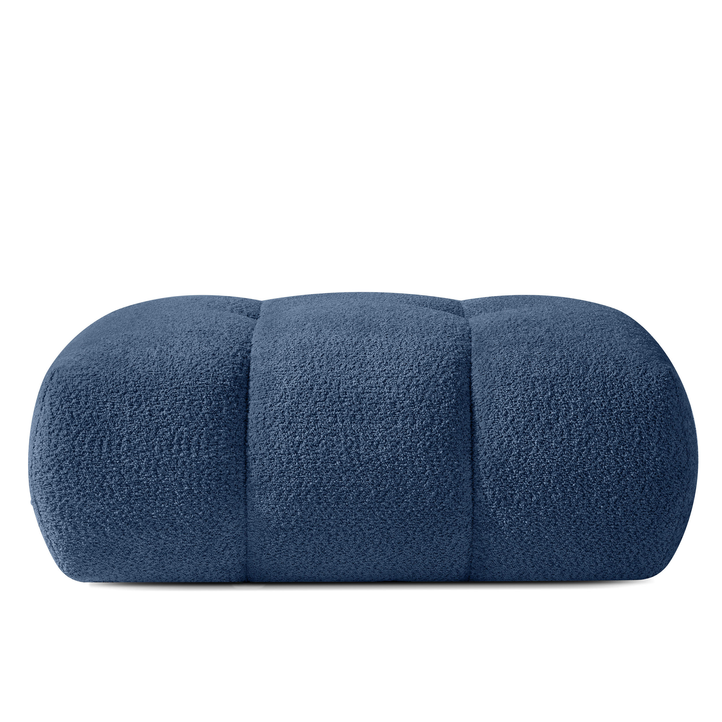 POUF LIRA, Dunkelblau, Bouclé - Dunkelblau, Holz/Holzwerkstoff (96/43/50cm) - KONSIMO®
