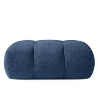 POUF LIRA, Dunkelblau, Bouclé - Dunkelblau, Holz/Holzwerkstoff (96/43/50cm) - KONSIMO®