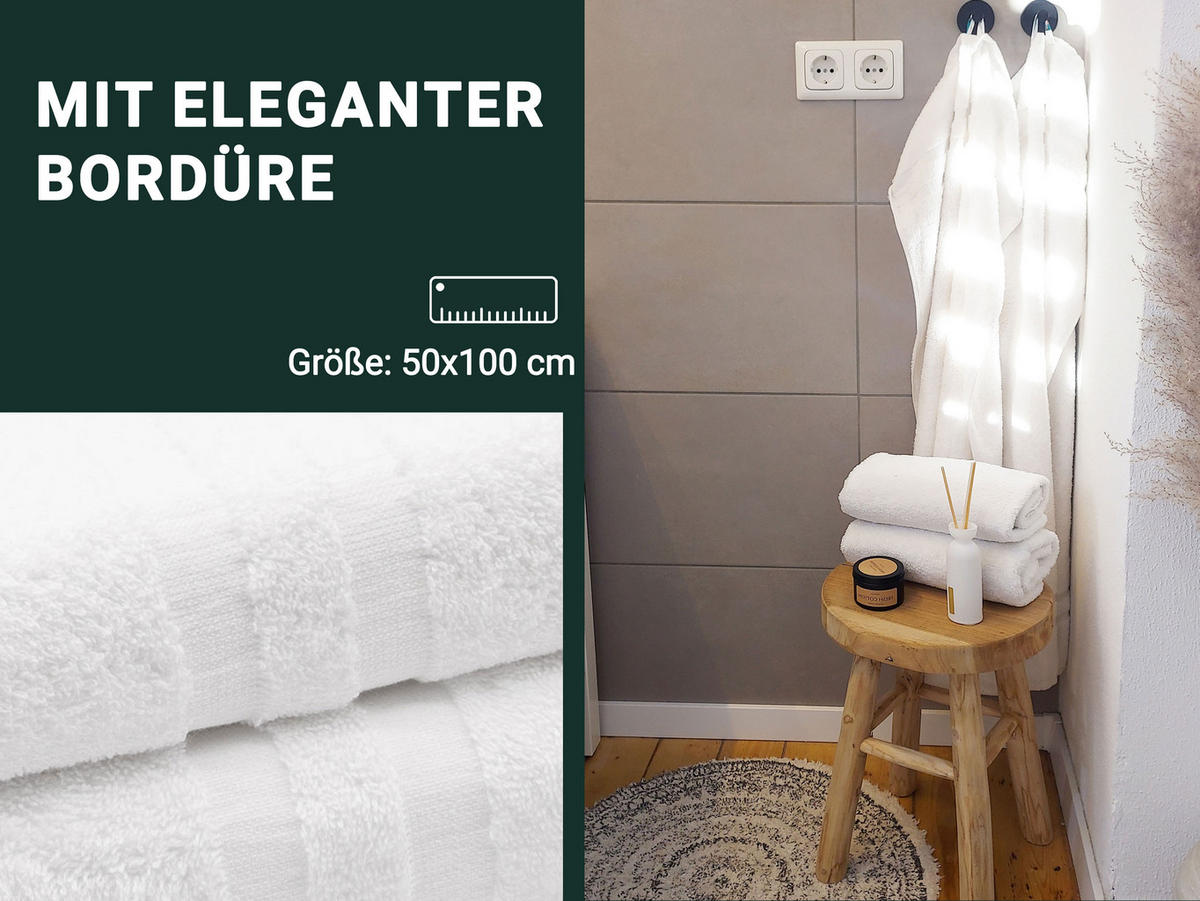 HANDTÜCHER, 4er-Set, 50x100 cm, 100% Baumwolle, Weiß - Weiß, Textil (50/100cm) - Zollner