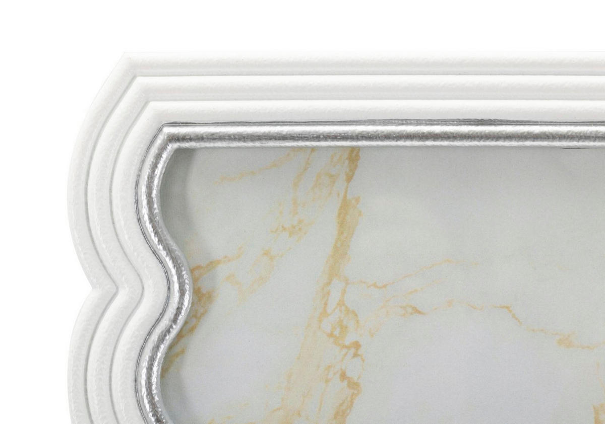 BILDERRAHMEN Curty, Fotoformat 20 x 25 cm, weiß und silberfarben, Polyresin und Glas, Rahmen 25,2 x 1,7 x 30,3 cm - Silberfarben/Weiß, Glas/Kunststoff (25.2/30.3/1.7cm) - Mauro Ferretti