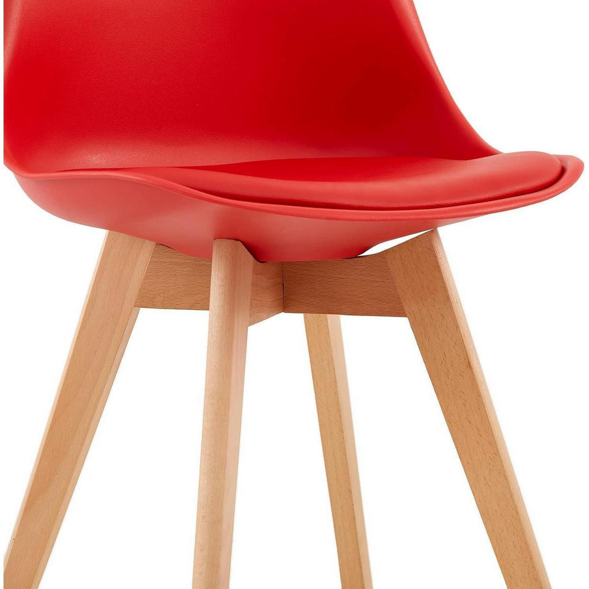 ESSZIMMERSTUHL 4er Set Rot Kunstleder Massivholz Buche - Rot, Kunststoff (47.5/82/41cm)