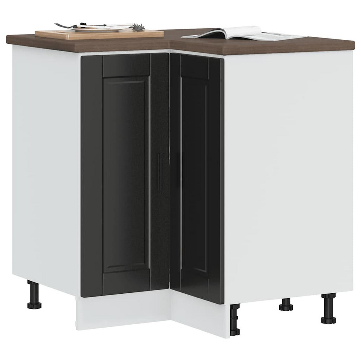 KÜCHEN-ECKUNTERSCHRANK Porto Schwarz Holzwerkstoff - Schwarz, Holzwerkstoff (75.5/81.5/75.5cm) - vidaXL
