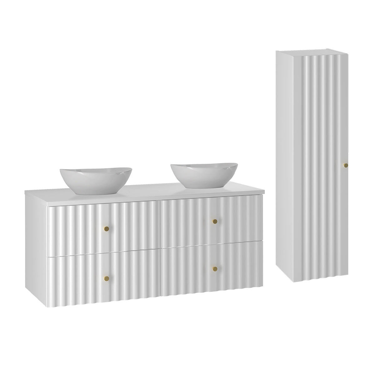 BADMÖBEL 120.6cm Izae 2er-Set Weiß - Weiß, Holzwerkstoff (120.6/52.2/46.5cm) - Petits-meubles