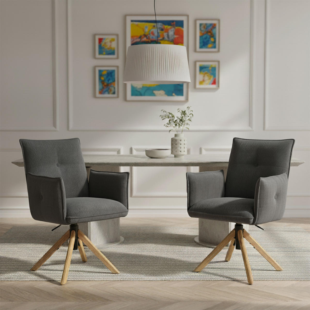 BÜROSTUHL Mika-Leya - Honigeiche/Anthrazit, Eichenholz/Holz (60/89/63cm) - DUBI Möbel