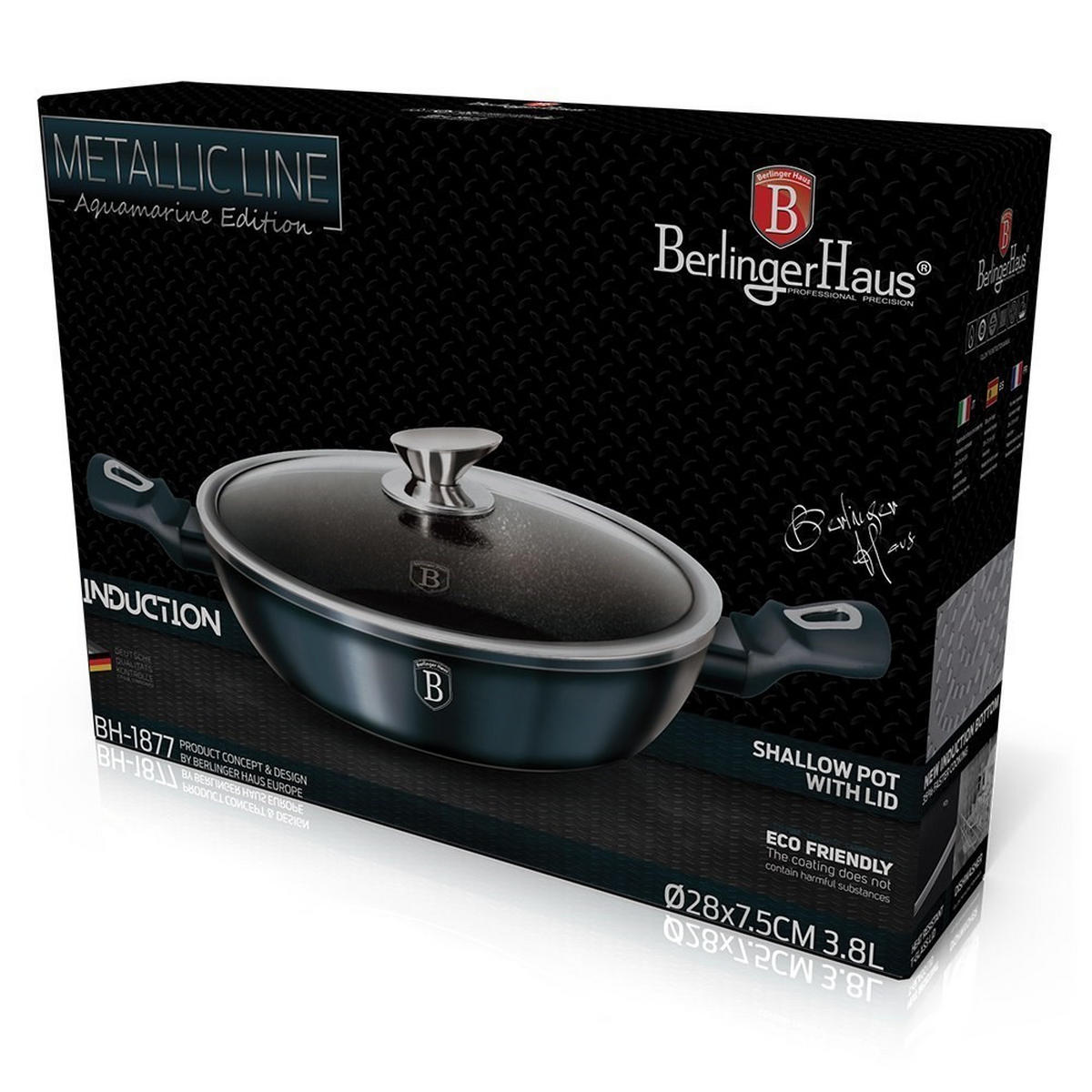TOPF Graphit 28/28/7.5 cm BH6794 - Graphitfarben, Metall (28cm) - Berlinger Haus