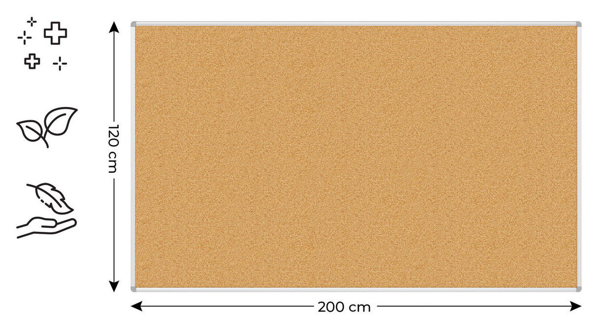 PINNWAND mit Alurahmen 200x120cm - Braun, Holz (200/120/1.6cm) - ALLboards