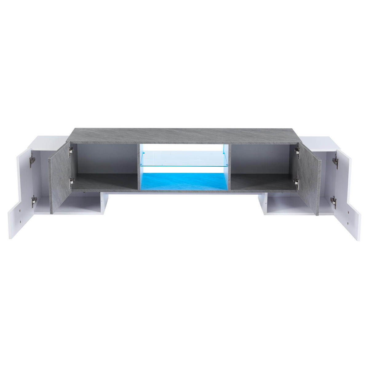 LOWBOARD DE-40335 mit LED und L-förmigen Türen Weiß - Weiß, Holzwerkstoff (180/46.5/40cm) - ComfortXL