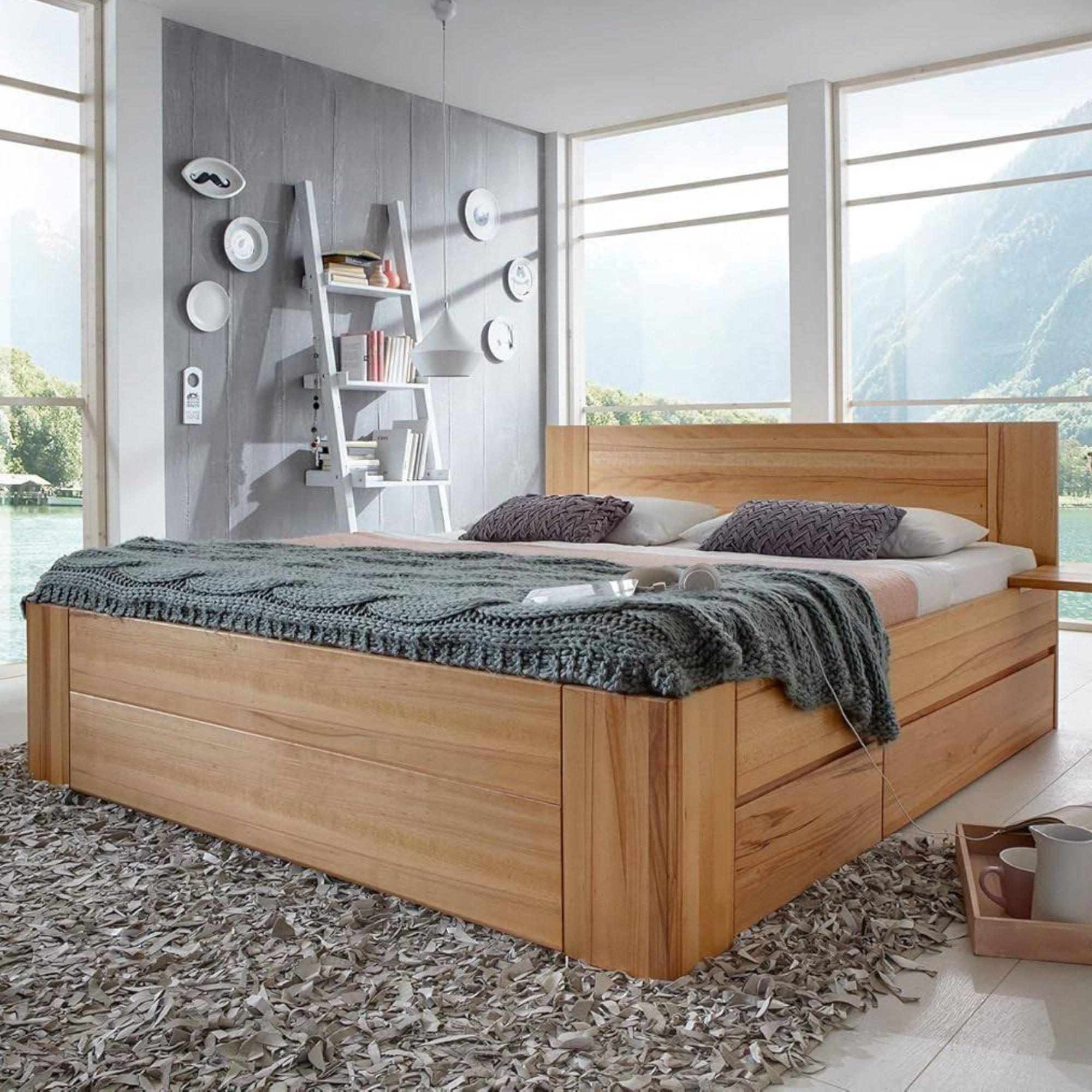 MASSIVHOLZBETT 180/200 cm aus Kernbuche - Braun, Holz (180/200cm) - MeinMassivholz