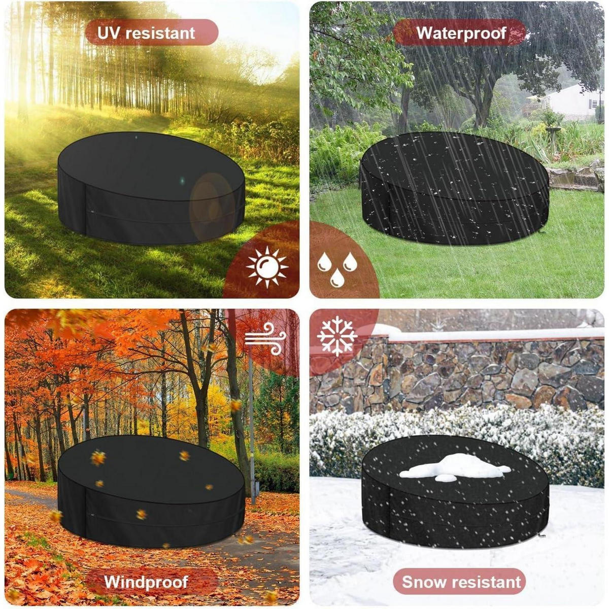 SCHUTZHÜLLE für Garteninsel 165 cm rund - Schwarz, Kunststoff (1/1/1cm)