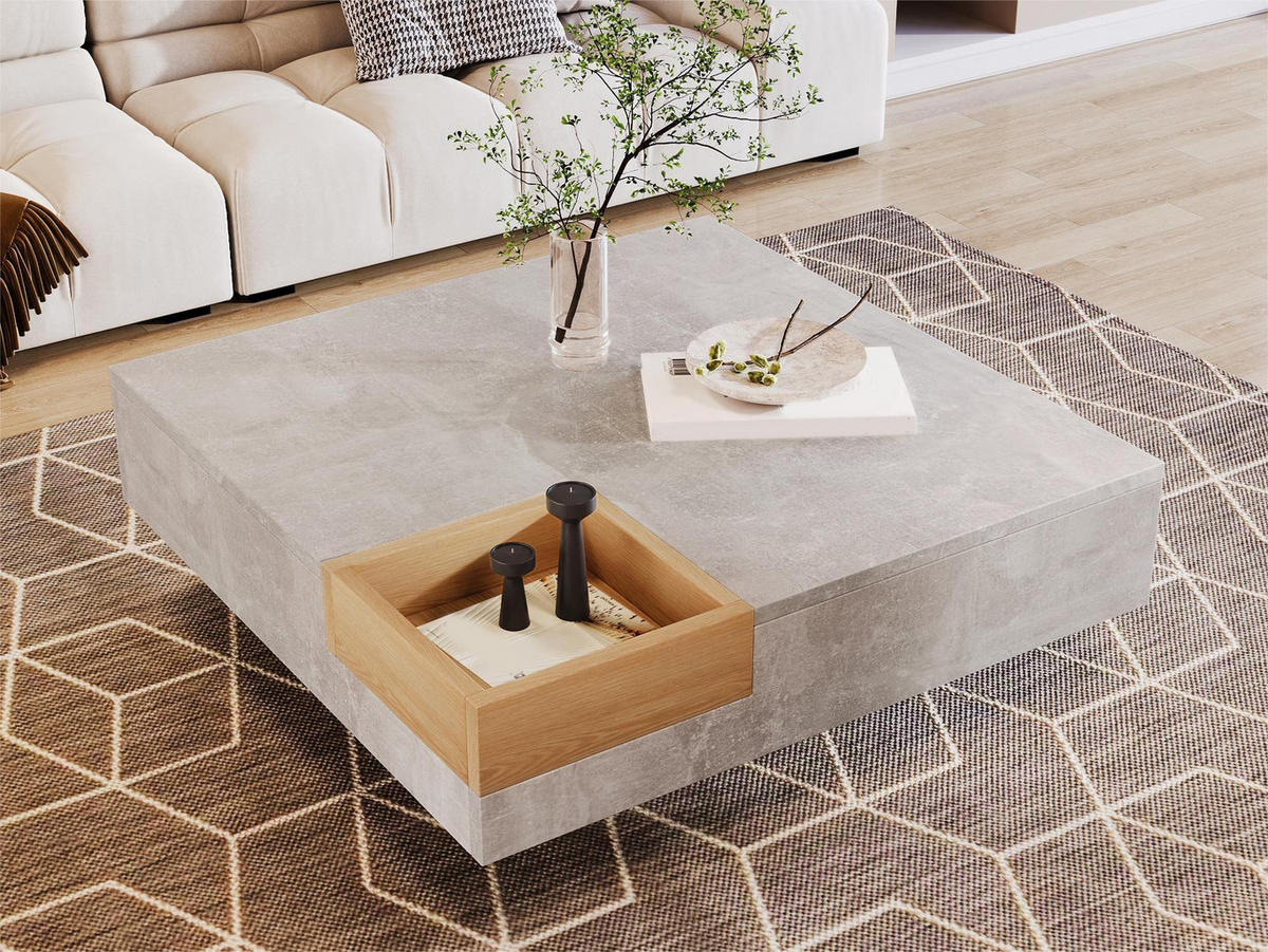 COUCHTISCH Betongrau Holzfarbe 72/72/30 cm - Grau, Holzwerkstoff (72/72/30cm) - PANGIVO