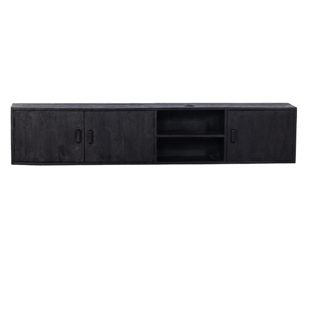 TV-MÖBEL Schwebend aus Mangoholz 200cm, schwarz - Schwarz, Holz (200/40/30cm) - Giga Meubel