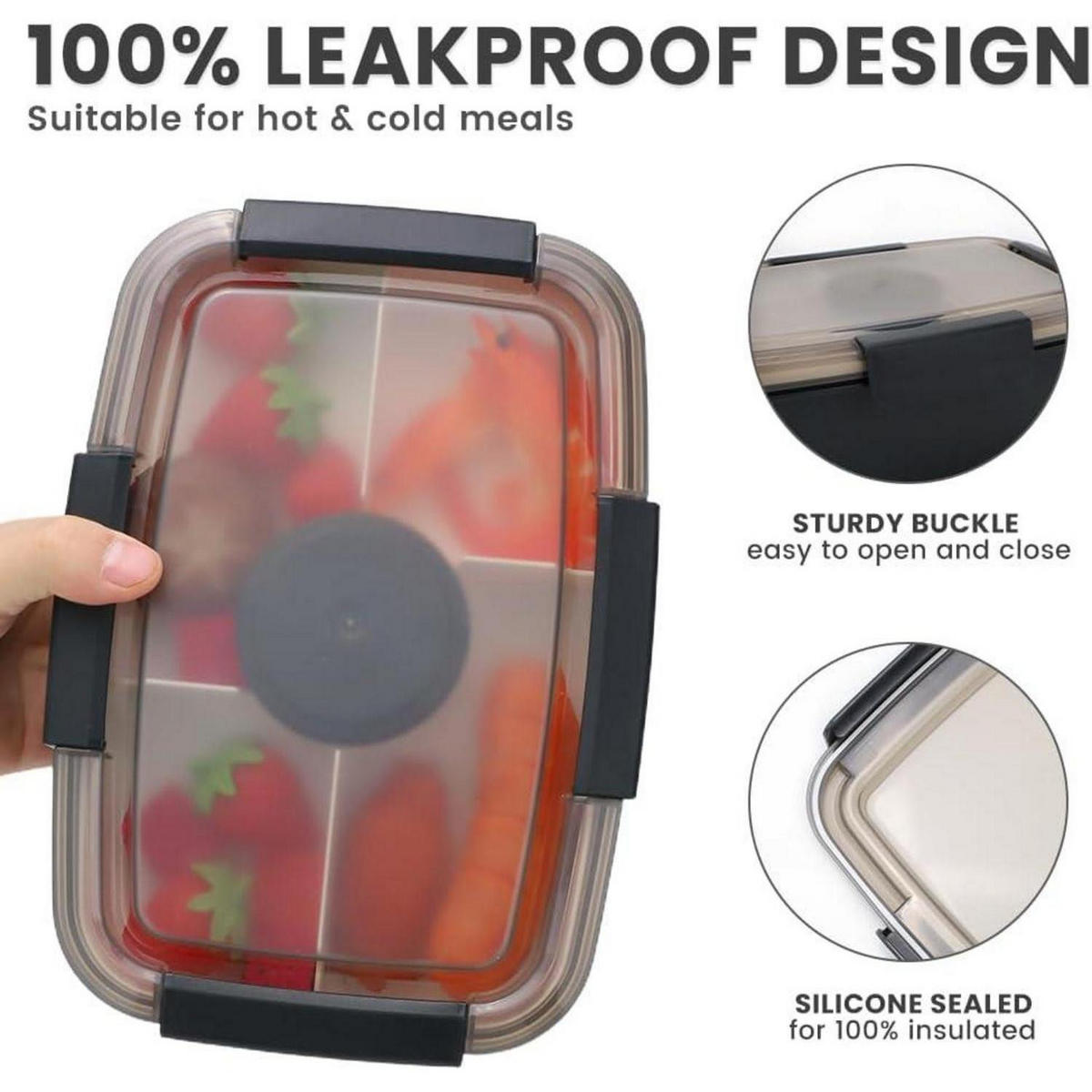LUNCHBOX 2000ML 2-teiliges Set Blau+Schwarz - Multicolor, Kunststoff (125/96/235cm)