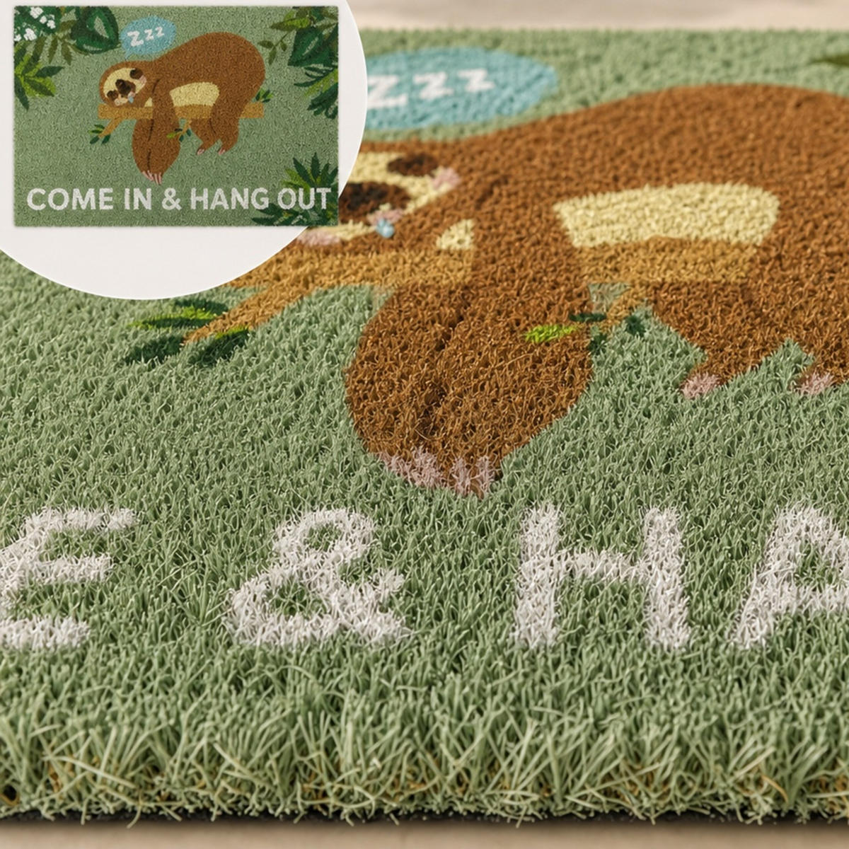 ROHOŽKA Hnědá Zelená Bílá kokosové vlákno lenochod 60x40 cm - různobarevná, textil/plast (60/40cm) - Relaxdays