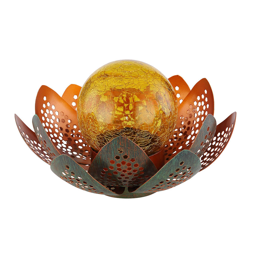 LED AUSSENLEUCHTE Lotusblume Grün Gold - Multicolor, Metall (22/22/13.5cm) - Globo Lighting