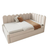 SCHLAFSOFA 140/200 cm in Beige Samt mit Ausziehbett - Beige, Holzwerkstoff/Textil (140/200cm) - WISHDOR