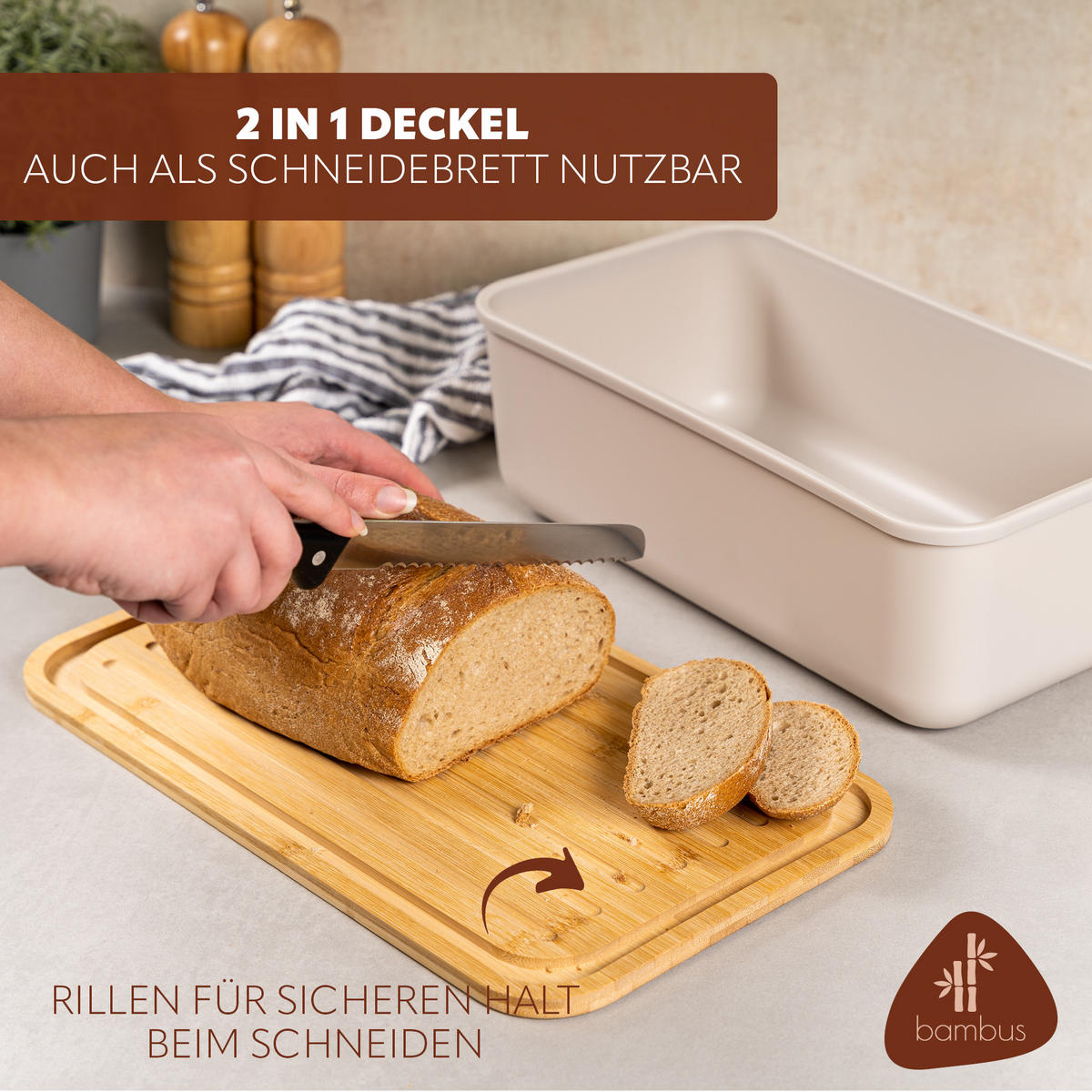 BROTKASTEN, grau - Hellgrau, Kunststoff (40/12.5/23cm) - bremermann
