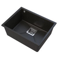 SPÜLBECKEN Napo Schwarz mit goldenen Sprenkeln 550/420 mm 1-tlg. Unterbaugranit inkl. Syphon Chrom - Schwarz, Stein (55/42/20cm) - Granitan