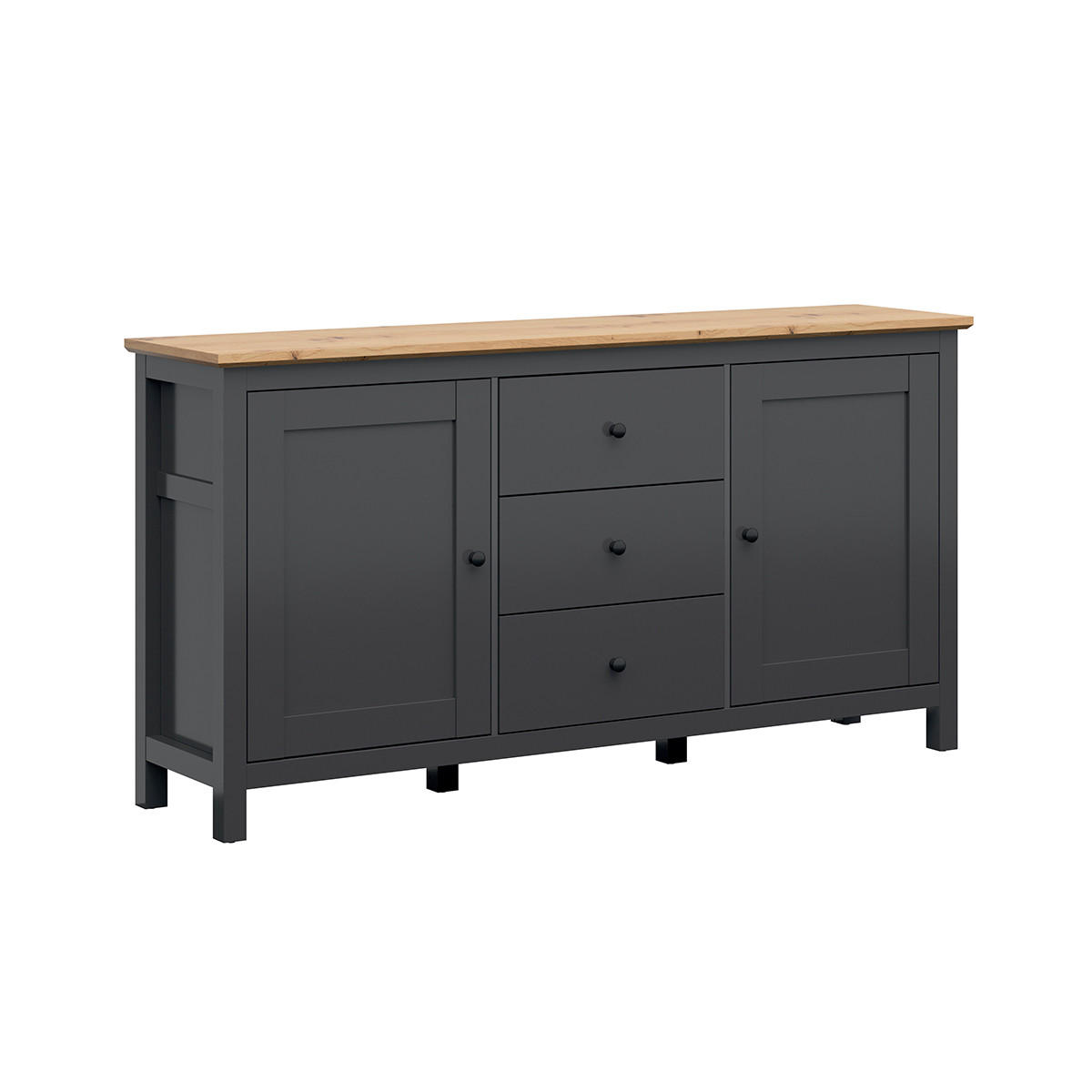 SIDEBOARD Duck Anthrazitgrau und Holz - Grau, Holzwerkstoff (186/96/44cm) - Petits-meubles