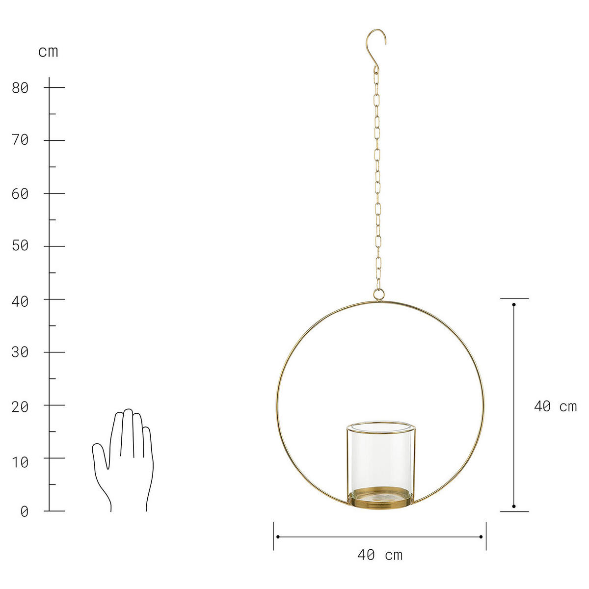HÄNGEDEKO Luna - Goldfarben, Metall (40/13/40cm) - Butlers