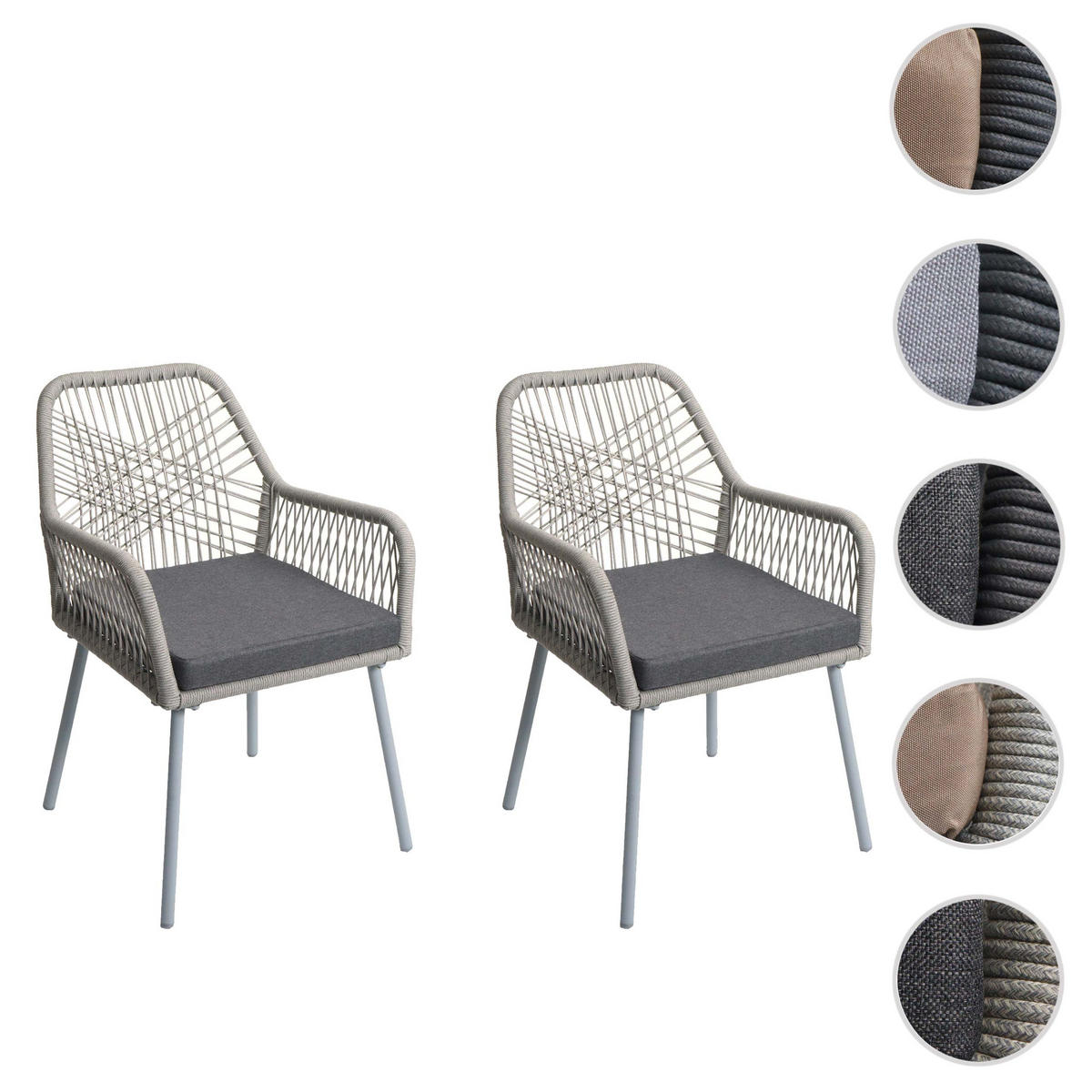 GARTENSTUHL Grau, Granit - Hellgrau/Grau, Textil (54/81/62cm) - MCW