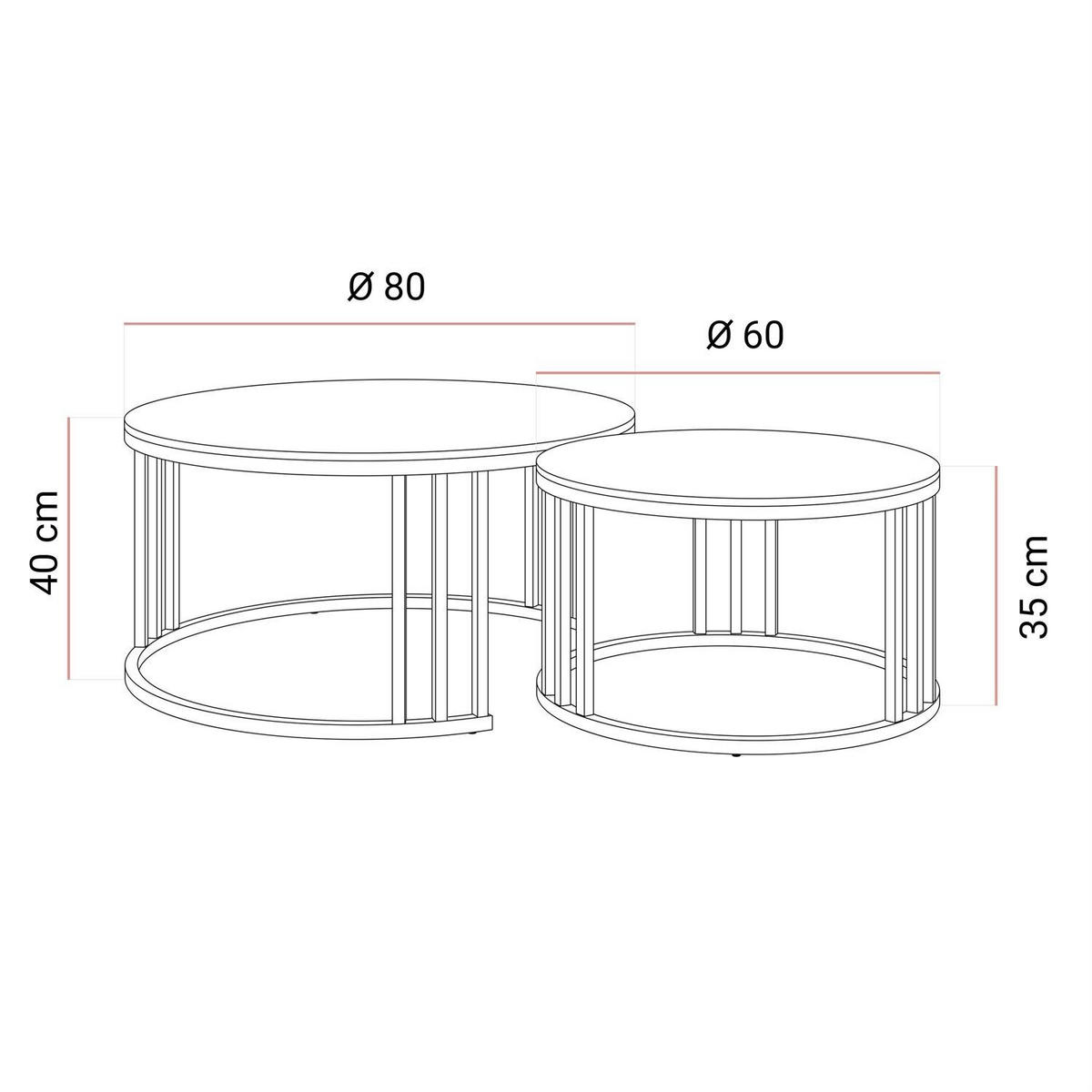 COUCHTISCH LIRA 2in1 mit goldenem Gestell und Marmorplatte - Weiß, Metall (80/80/40cm) - Lookway