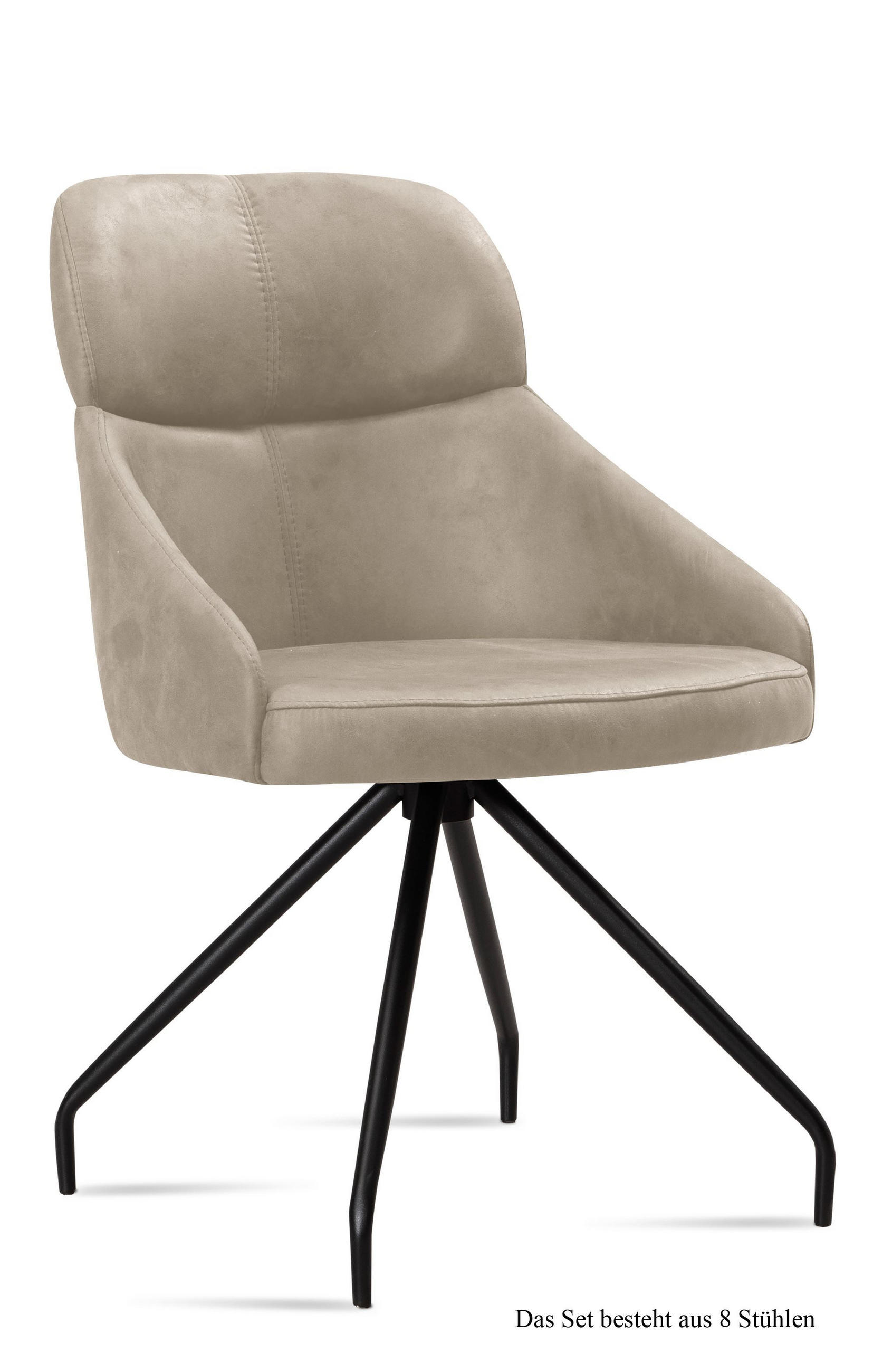 ESSZIMMERSTUHL (8er-Set) Dionne 52x82x63 Schwarz/Natur - Schwarz/Naturfarben, Kunststoff (63/82/52cm) - 58aufmkessel