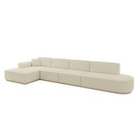 ECKSOFA Ottomane Links IREA-L3 - 412x165x80 cm Beige - Hellbraun/Creme, Holzwerkstoff/Textil (412/165cm) - ALTDECOR