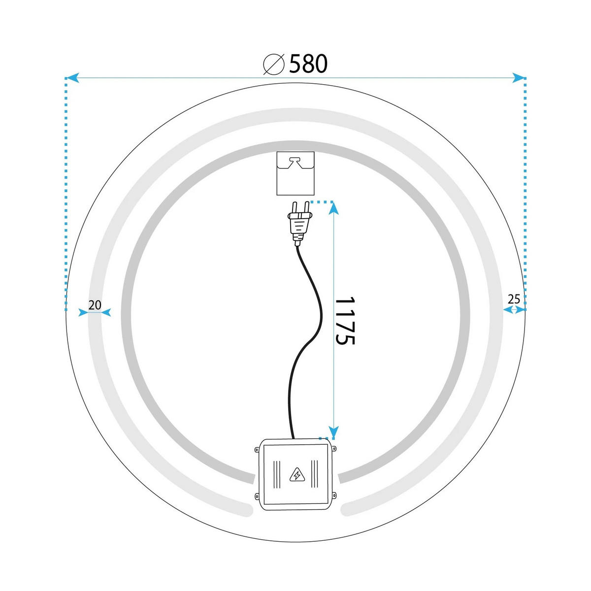 SPIEGEL Rea Led 60cm Modern - Transparent, Glas (60/60/2.5cm) - REA